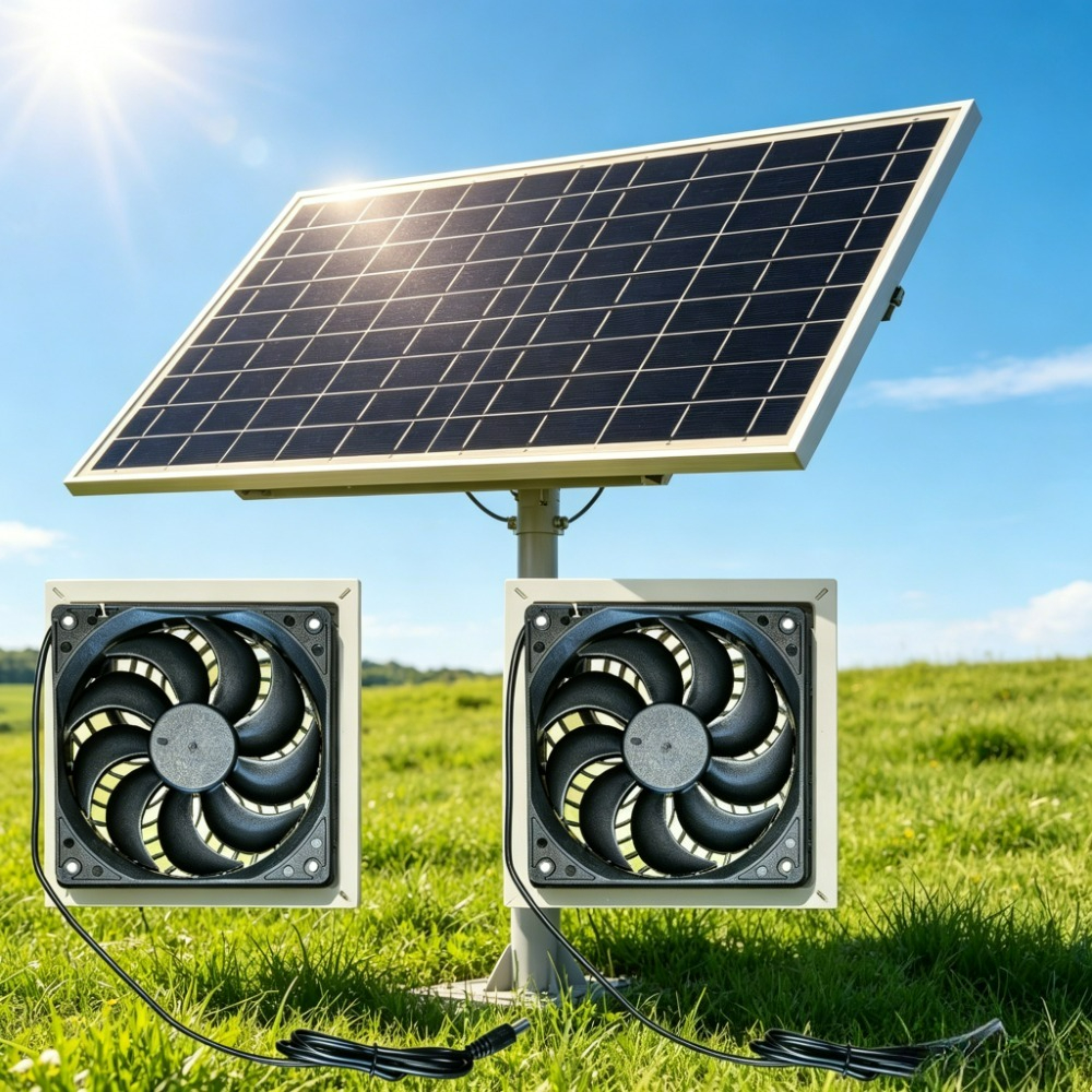 Renewable Energy Kits - 15W Solar Powered Dual Cooling Fan