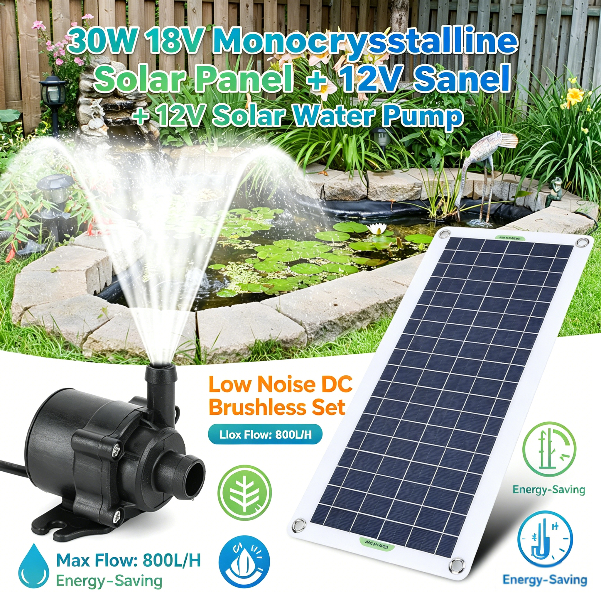 30W 18V Solar Panel With 800L/ - Solar Pool Pump Kit บทวิจารณ์และราคา