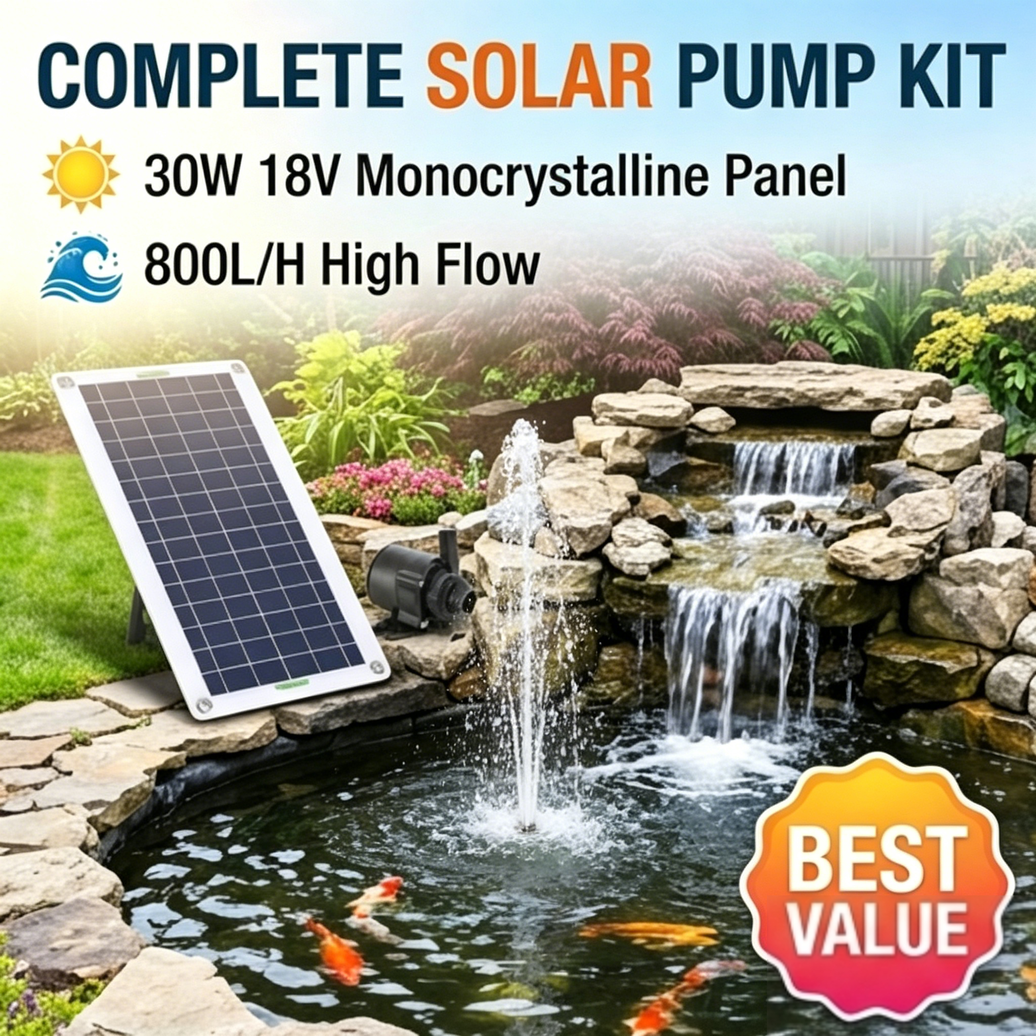 30W 18V Solar Panel With 800L/ - Solar Pool Pump Kit บทวิจารณ์และราคา