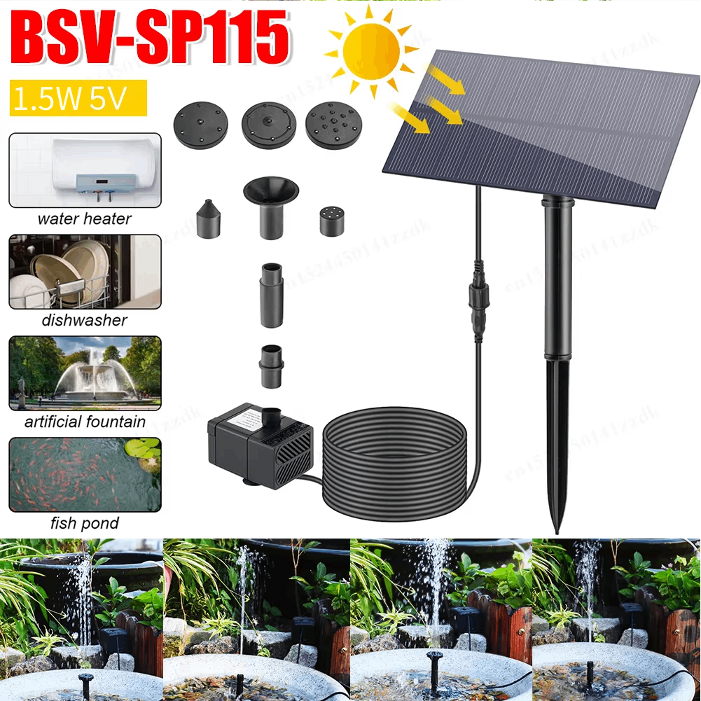 Mini Solar Fountain Pump 1.5W  - Solar Pool Pump Kit บทวิจารณ์และราคา